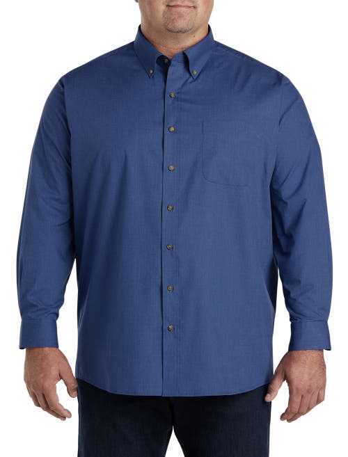 Shop Harbor Bay By Dxl Easy-care Solid Sport Shirt In Blue Depths Heather