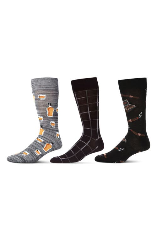 Shop Memoi Hobby Assorted 3-pack Crew Socks In Gray-black