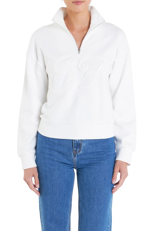 Shop English Factory Sports Club Patch Half Zip Sweatshirt In White