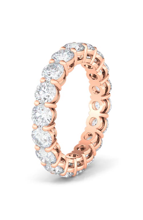 Shop Hautecarat Round Cut Lab Created Diamond 18k Gold Eternity Band Ring In Rose Gold