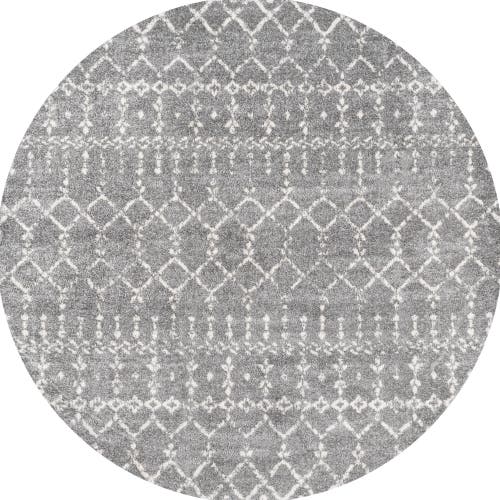 Jonathan Y Moroccan Hype Boho Vintage Diamond Round Area Rug In Gray/ivory