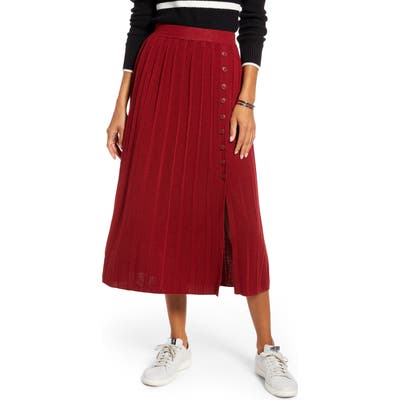Petite 1901 Pleated Sweater Skirt, Burgundy