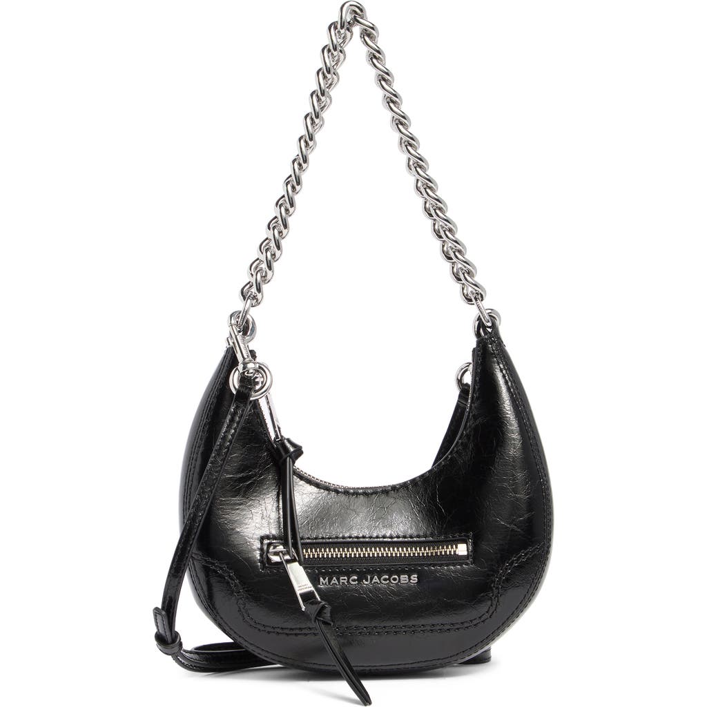 Marc Jacobs Mini Crescent Crinkle Leather Crossbody Bag In Black