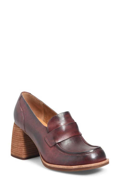 Kork-ease Women Aston Block Heel Loafer In Burgundy In Burgundy Leather