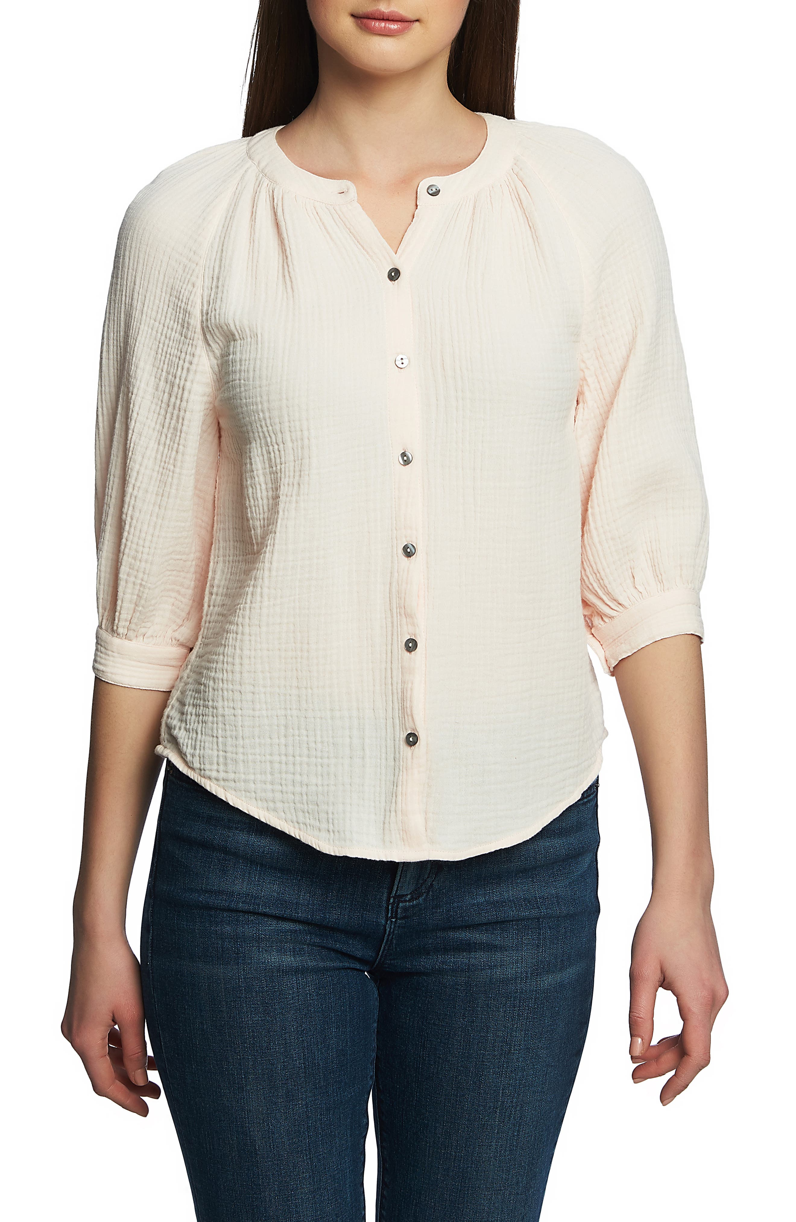 1.STATE Button Up Cotton Gauze Blouse Nordstrom