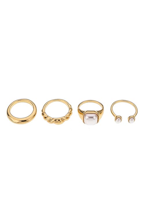 Ettika Variety Ring Set In Gold/pearl