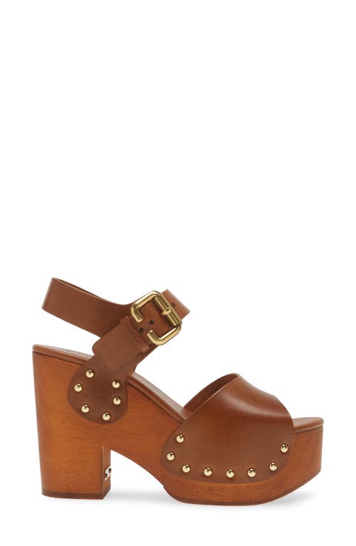 Chloé Jeannette Leather Clog Platform Sandals In Ginger Brown