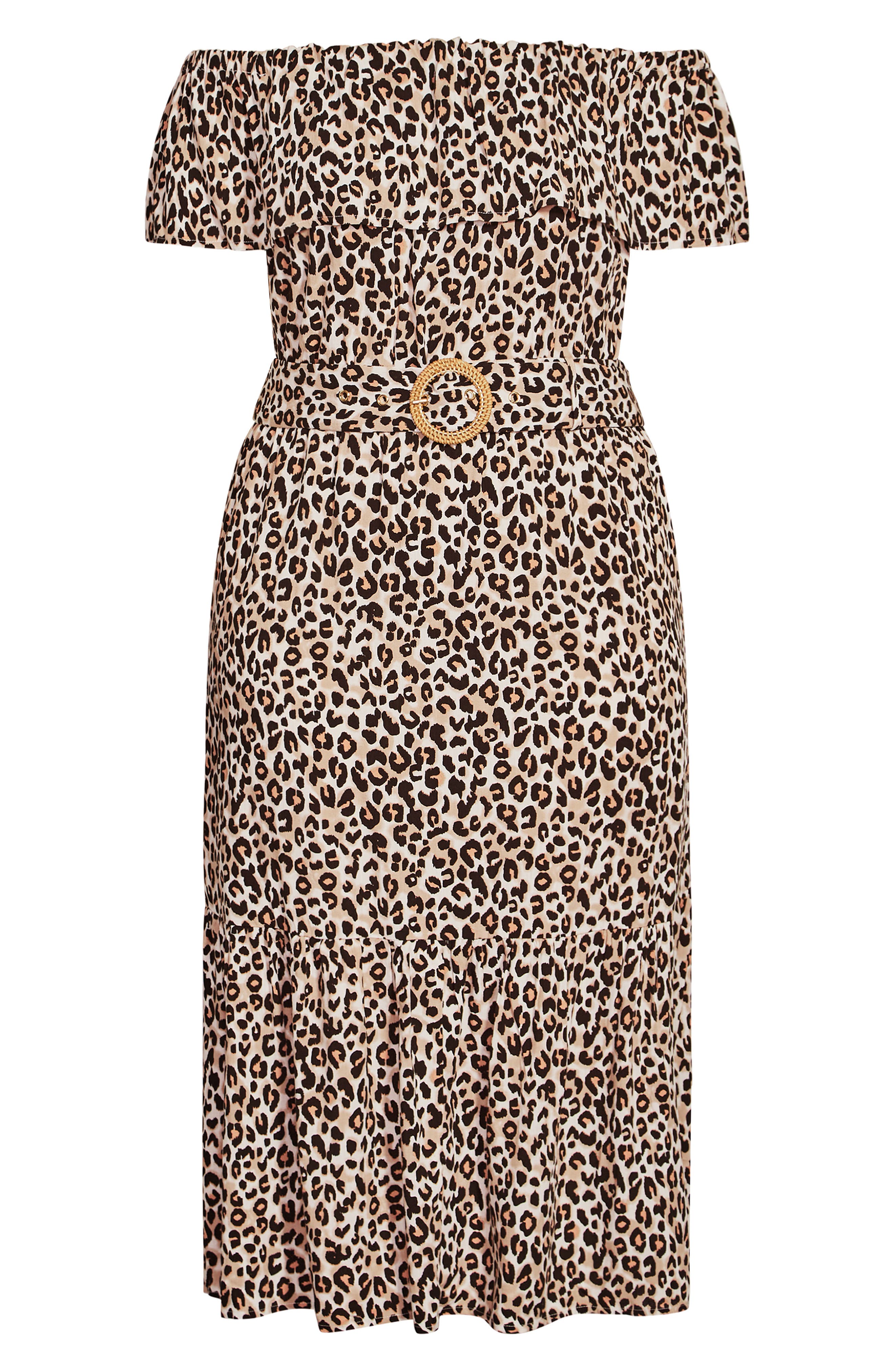 animal print off shoulder dress