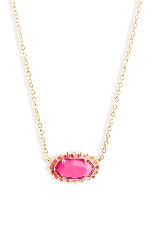 The Elisa Color Burst Frame Pendant Necklace in Gold Pink Magnesite