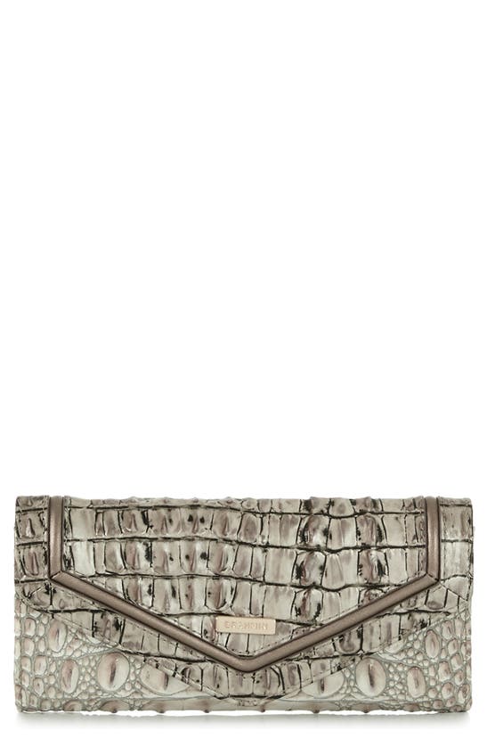 Shop Brahmin Veronica Melbourne Croc Embossed Leather Envelope Wallet In Fairest Grey