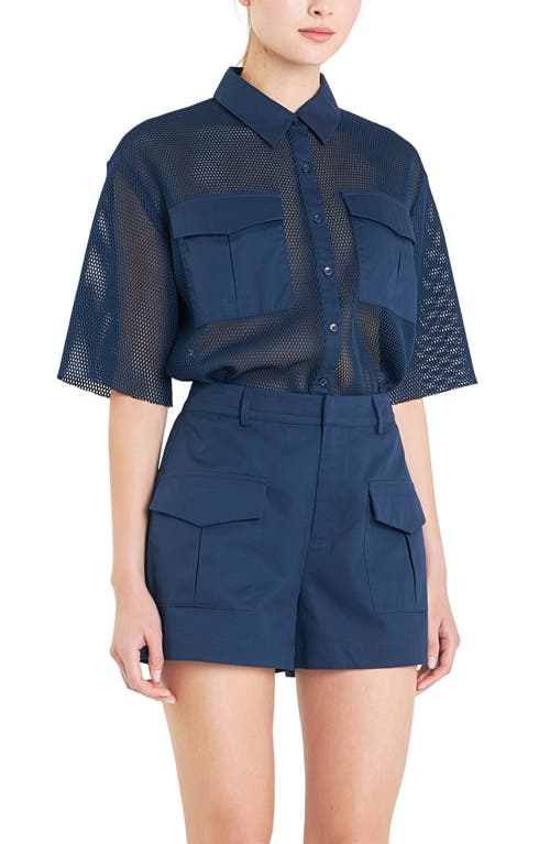 Grey Lab Pocket Mesh Shirt In Navy