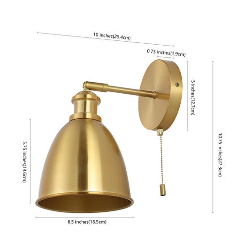 Shop Jonathan Y Hudson 1-light Farmhouse Bohemian Iron Led Sconce In Brass Gold