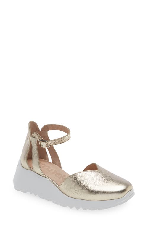 Ankle Strap Platform Pump in Platino Leather