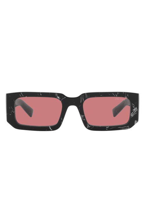 Shop Prada 53mm Rectangular Sunglasses In Abstract Black/white/red