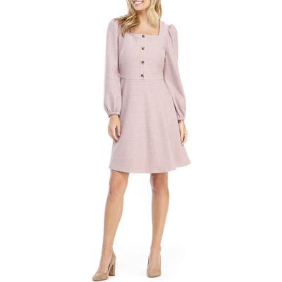 Gal Meets Glam Collection Square Neck Long Sleeve Fit & Flare Dress, Purple
