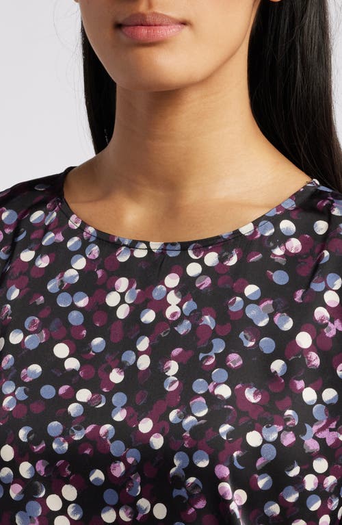 Anne Klein Women's Printed Dolman-sleeve Side-slit Top In Anne Black/deep Plum Multi