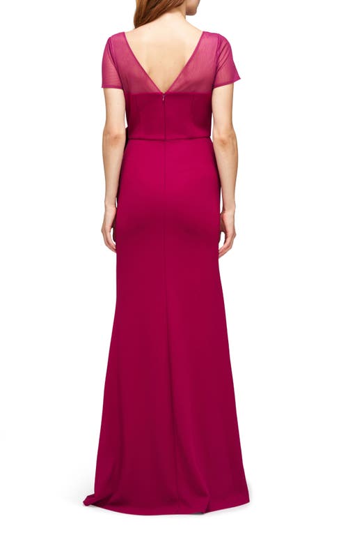 Shop Js Collections Rosette Detail Mermaid Gown In Beet Red