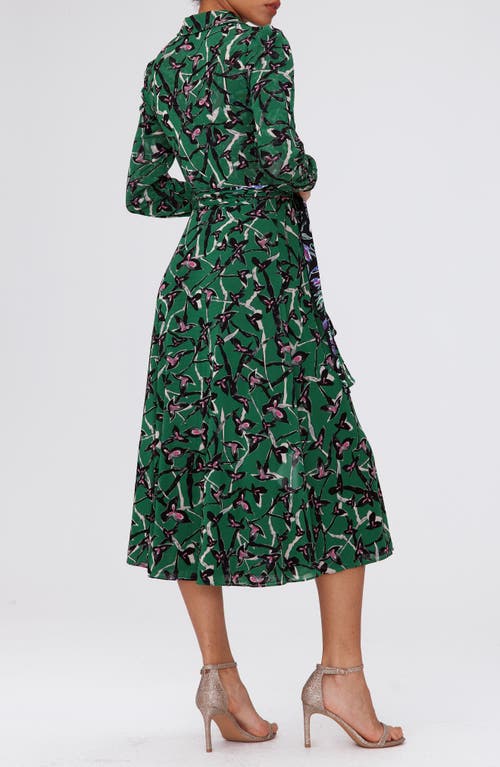 Shop Diane Von Furstenberg Floral Reversible Long Sleeve Wrap Dress In Tulip Fields/clover Green