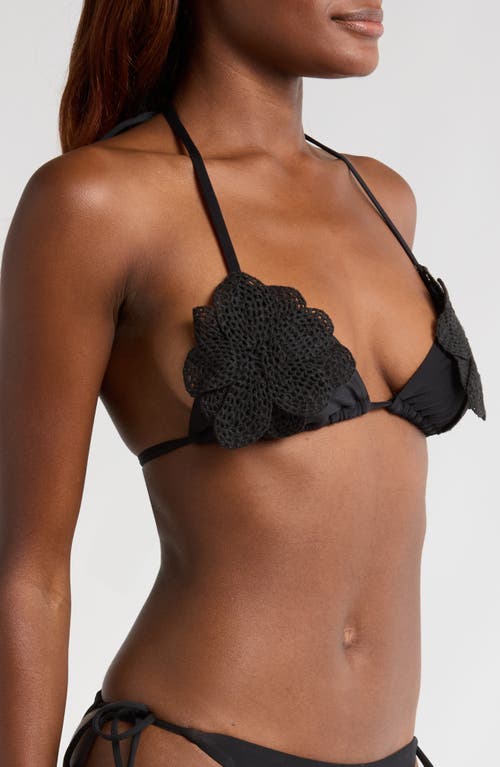 Pq Swim Fleur Triangle Bikini Top In Jet Black