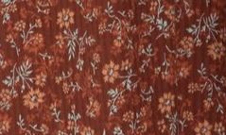 Madewell Harper Floral Print Smocked Cotton Midi Dress In Stained Mahogany