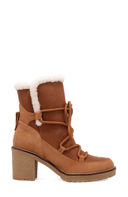 Mia Holiday Faux Shearling Bootie In Cognac