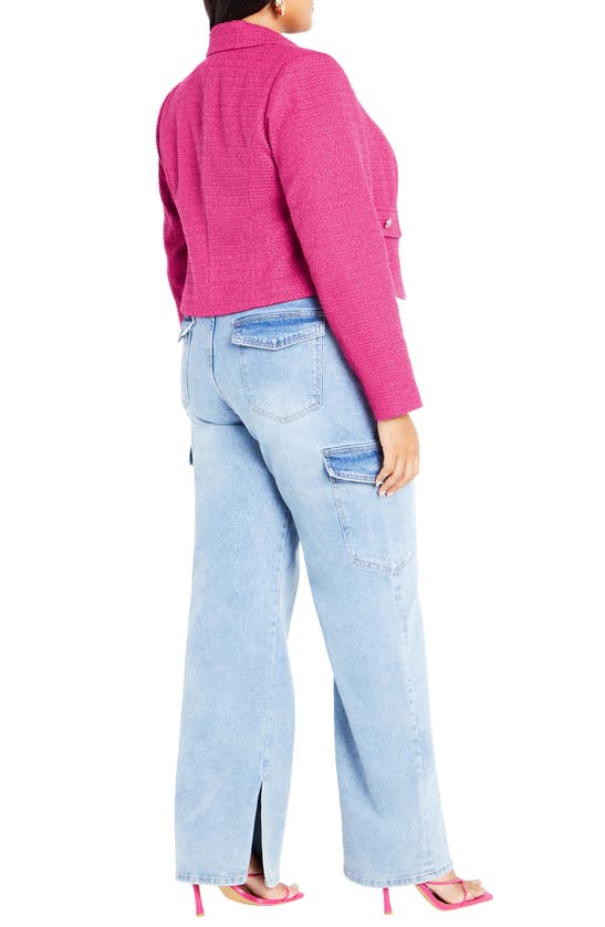 Shop City Chic Regina Bouclé Crop Jacket In Lilac Rose
