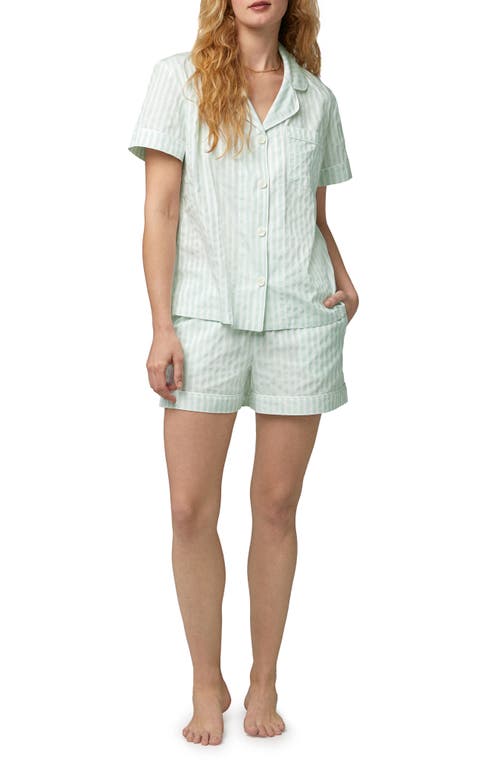 Shop Bedhead Pajamas 3d Stripe Organic Cotton Sateen Short Pajamas In Mint 3d Stripe