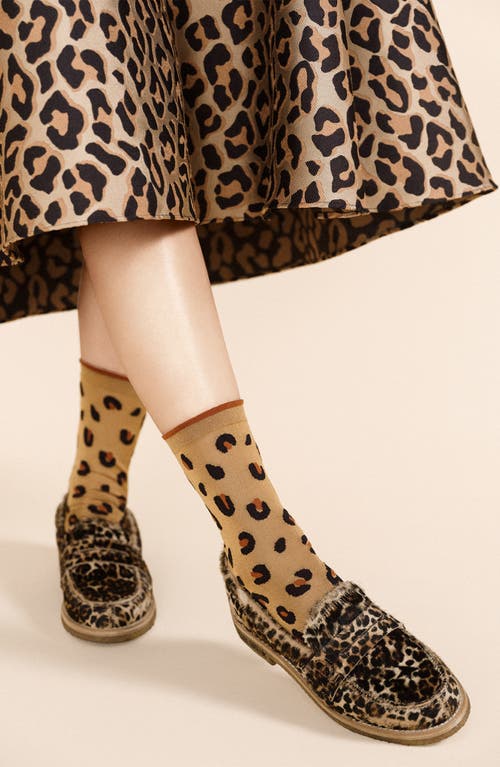 Hansel From Basel Cheetah Crew Socks In Ochre