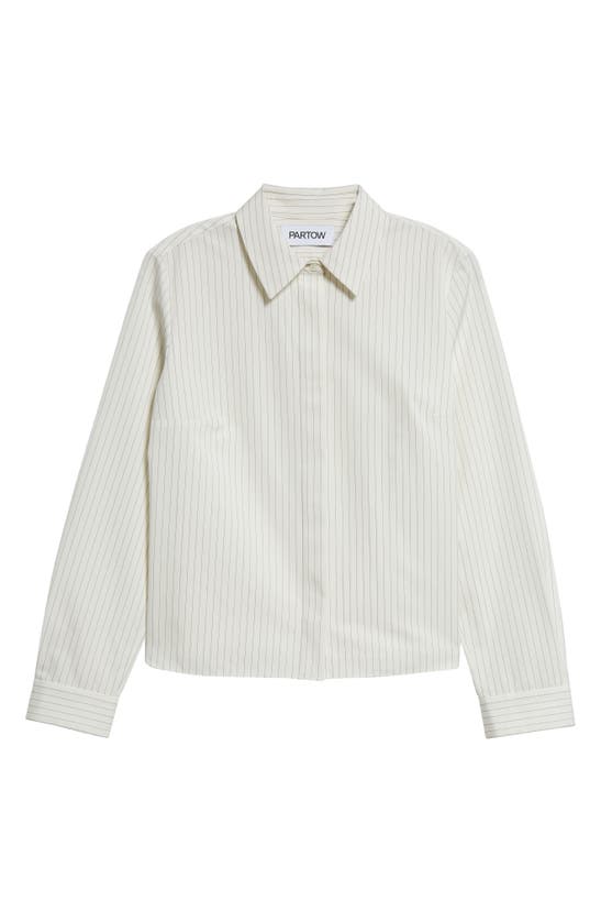 Partow Lara Pinstripe Silk Button-up Shirt In Ivory