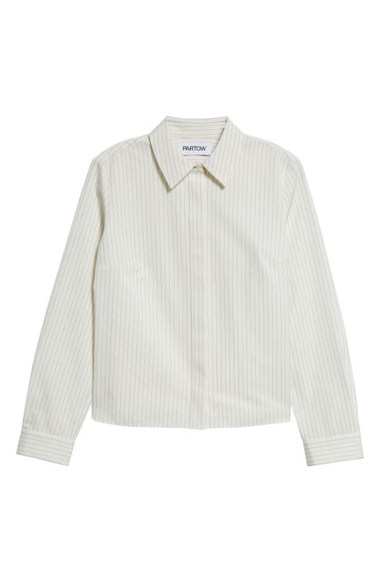 Shop Partow Lara Pinstripe Silk Button-up Shirt In Ivory