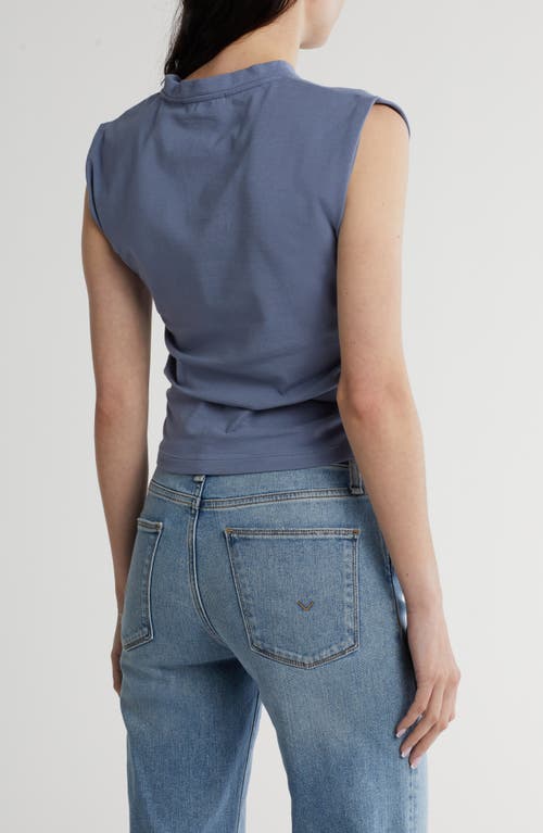 Shop Renee C Ruched Side Muscle Tee In Blue