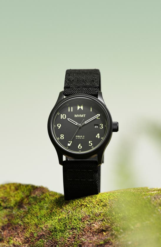 Shop Mvmt Watches Field Ii Nylon Strap Watch, 41mm In Black