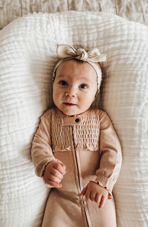 L'ovedbaby Smocked Organic Cotton Zip Footie In Rosewater Dots