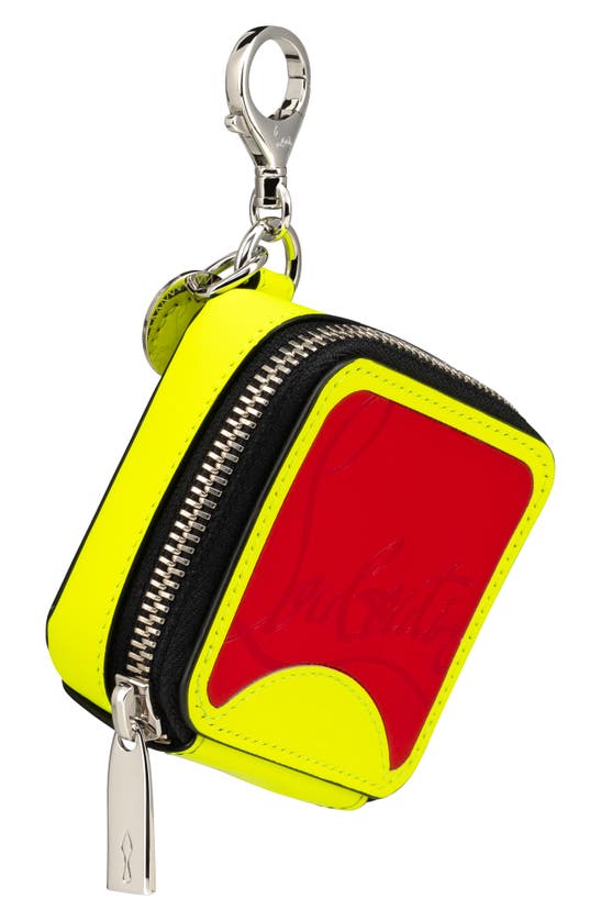 Christian Louboutin Pet Waste Bag Leather Holder In Yellow/ Loubi