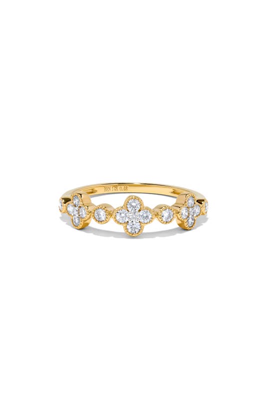 H.j. Namdar Bezel Clover Diamond Ring In 14k Yellow Gold