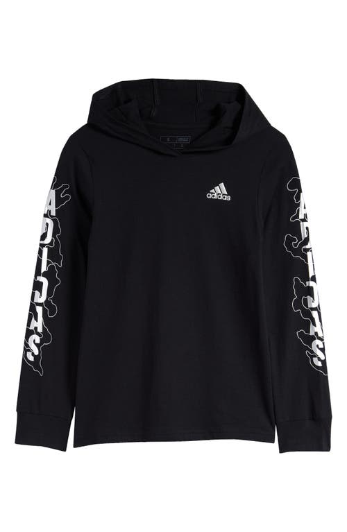 Shop Adidas Originals Adidas Kids' Camo Logo Long Sleeve Hooded Graphic T-shirt In Black