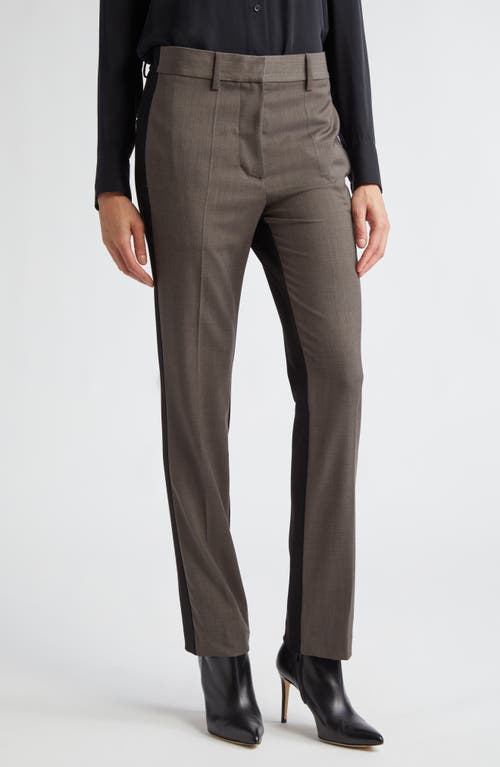 Helmut Lang Colorblock Slim Fit Suit Pants In Light Brown Melange