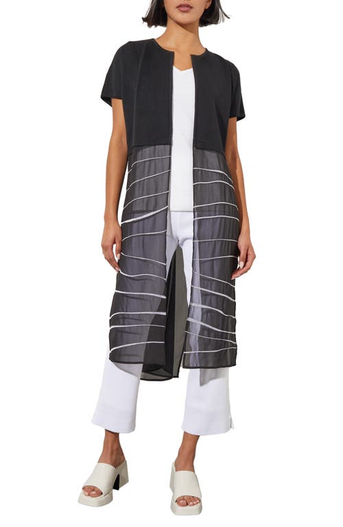 Shop Ming Wang Landscape Short Sleeve Mix Media Duster In Black/white