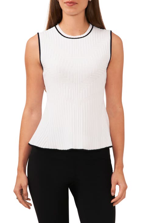 Cable Stitch Women's Ribbed Peplum Tank Rose Small at  Women's  Clothing store