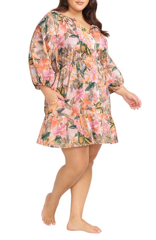 Shop Artesands Titania Elgar Floral Cover-up Dress In Natural