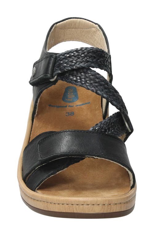 Shop Wolky La Jolla Ankle Strap Platform Wedge Sandal In Black Leather