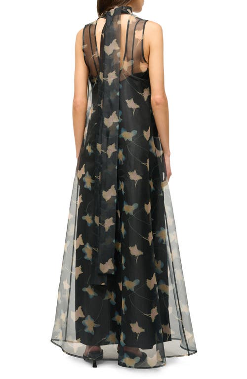 Shop Staud Albee Floral Sheer Overlay Maxi Dress In Botanical Shadows