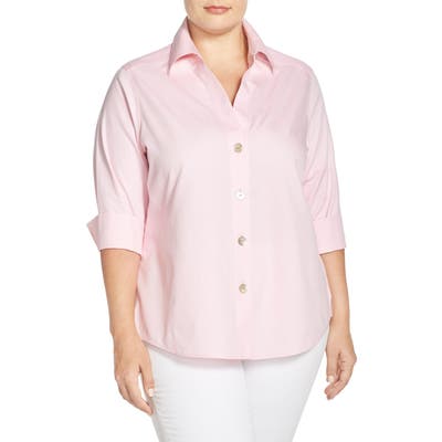 Plus Size Foxcroft Paityn Non-Iron Cotton Shirt, Pink