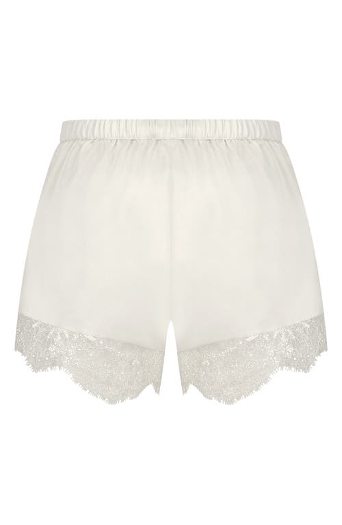 Shop Hunkemoller Hunkemöller Camille Lace Trim Satin Shorts In Gardenia