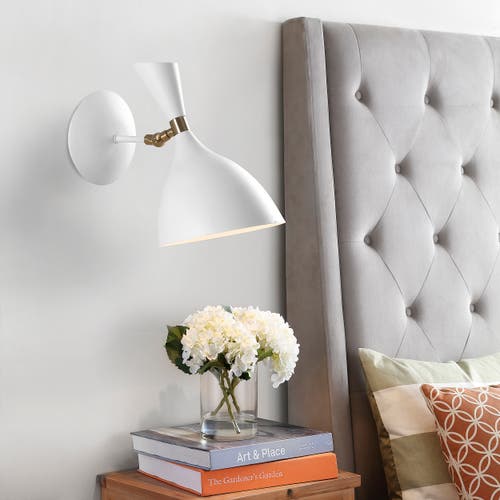 Jonathan Y Josef Iron Retro Led Wall Sconce In White/brass Gold