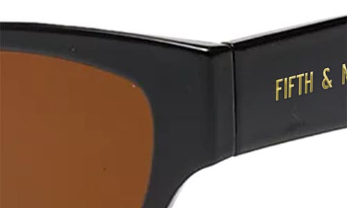 Fifth & Ninth Andi 51mm Polarized Rectangular Sunglasses In Black/brown