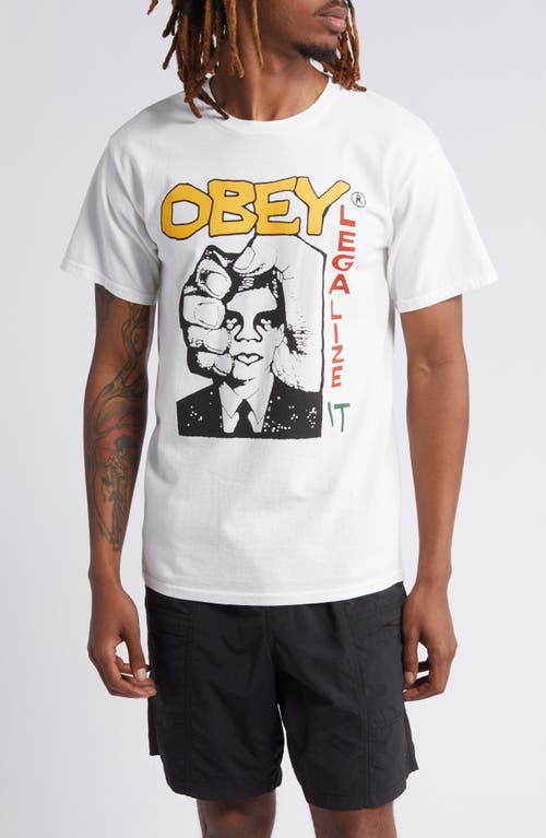 Obey Legalize It Cotton Graphic T-shirt In Pigment Vintage White