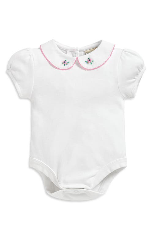 Shop Jojo Maman Bébé Jojo Maman Bebe Floral Embroidered Collar Cotton Bodysuit In White