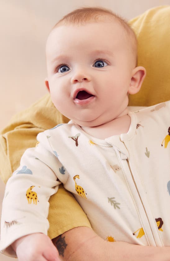 Mori Clever Zip Safari Fitted One-piece Pajamas In Safari