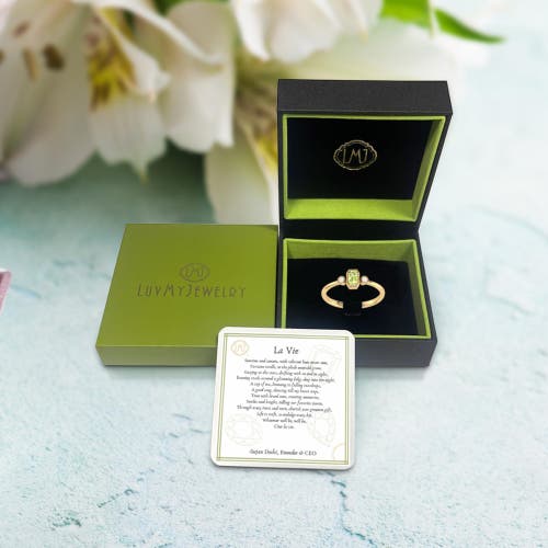 Luvmyjewelry Emerald Cut Peridot & Diamond Birthstone Ring In 14k Gold In Yellow Gold